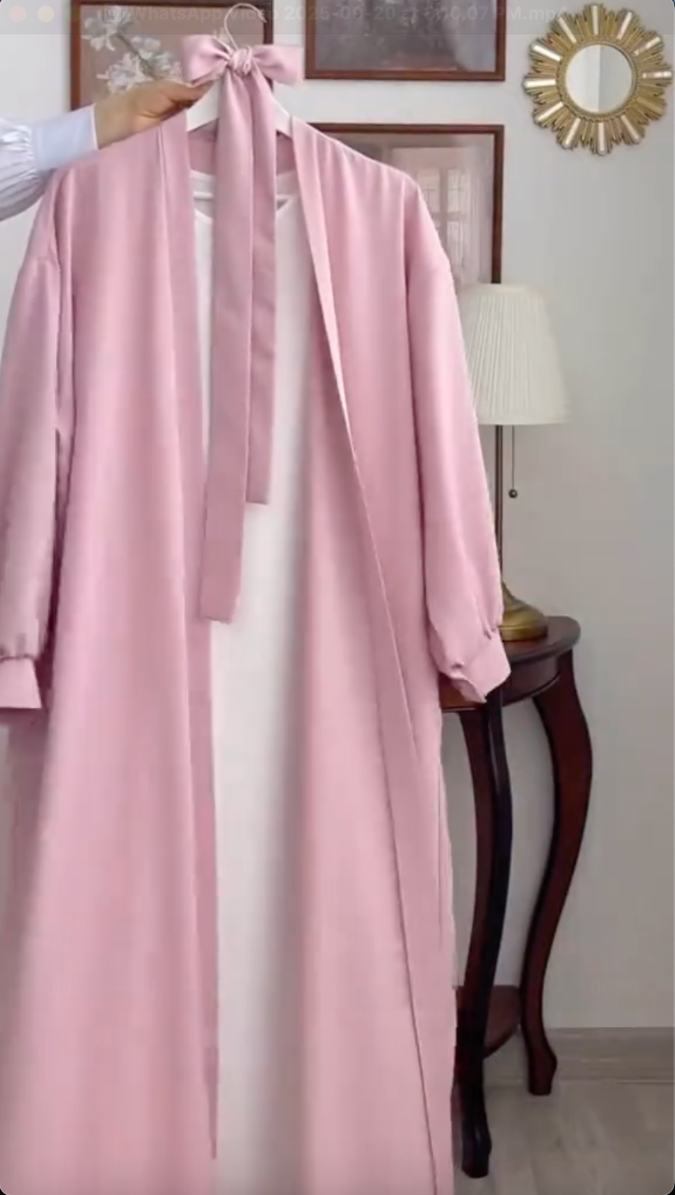 4-Piece Pink Abaya with White Inner