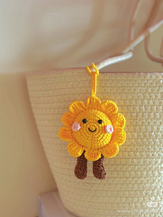 Handmade Crochet Sun Keychain – Cute & Durable