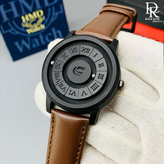 Men Creative Scrolling Pointer Magnetic Force Sport Watches