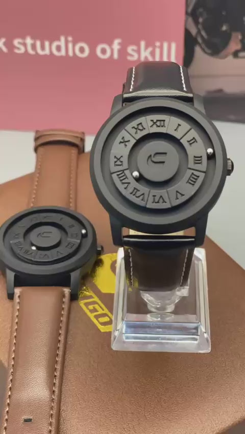 Men Creative Scrolling Pointer Magnetic Force Sport Watches