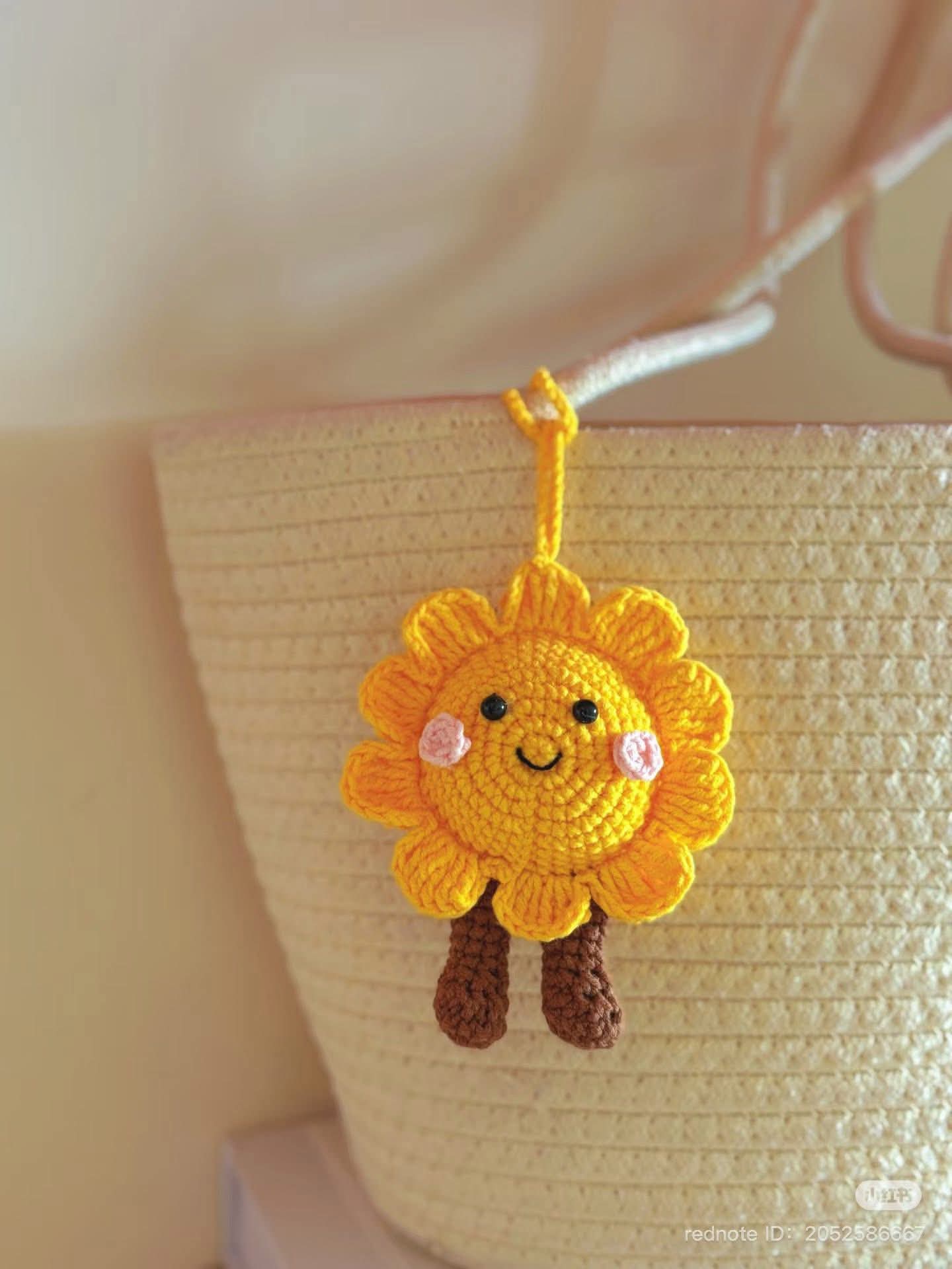Handmade Crochet Sun Keychain – Cute & Durable